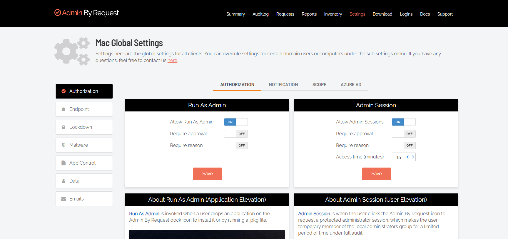 screenshot of Admin By Request